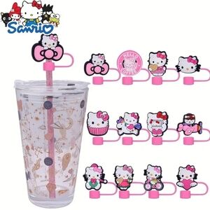 12 Pieces Sanrio Hello Kitty Straw Toppers Set - New